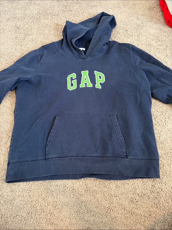 GAP Sweaters - GAP Navy Hoodie with Lime Green Logo
